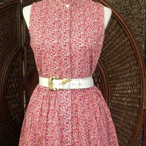 Sleeveless ruffle-neck midi floral dress